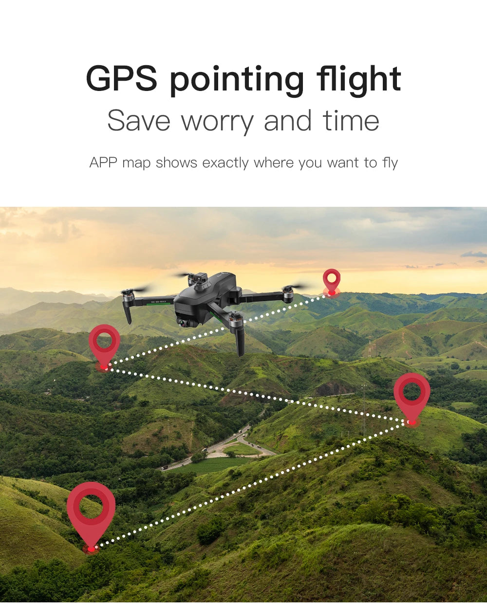 HGIYI SG906 MAX2  Drone, GPS pointing flight Save worry and time APP map shows exactly where you want to