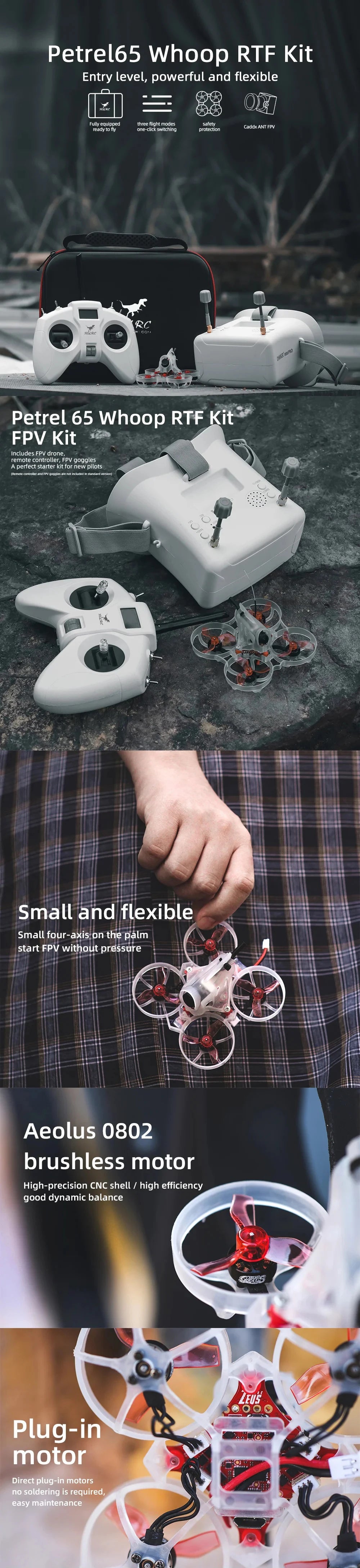 HGLRC Petrel 65 Whoop - 1S Brushless Indoor FPV Drone RTF Version For RC Quadcopter Racing Freestyle Drone Very Suitable Beginner 7 HGLRC Petrel 65 Whoop - 1S Brushless Indoor FPV, HGLRC Petrel 65 Whoop, Petrel65 Whoop RTF Kit Level, powerful and flexible Fully equipped flight modes