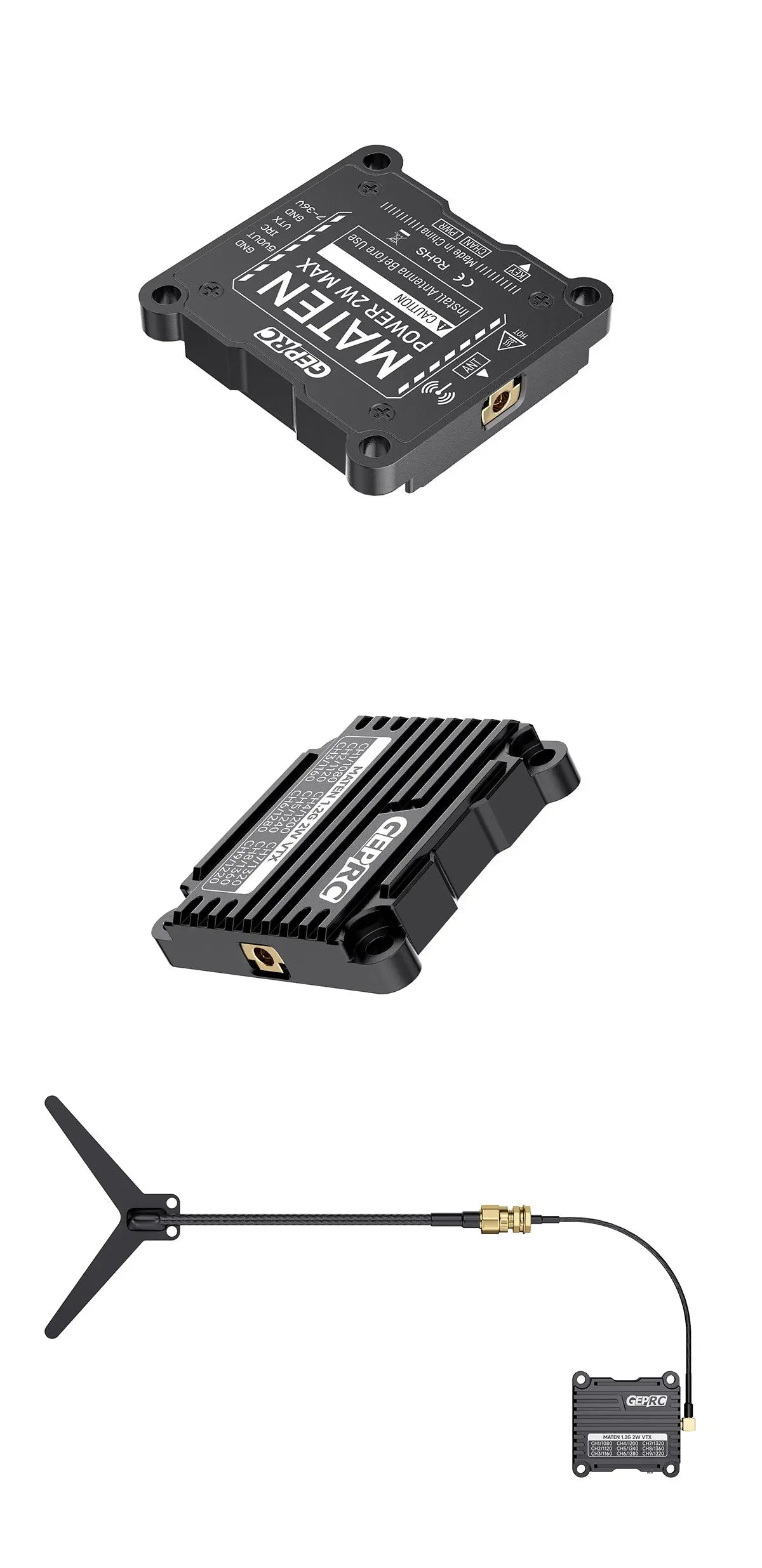 GEPRC MATEN 1.2G 2W VTX, it supports the IRC Tramp protocol and can use the OSD to quickly adjust parameters