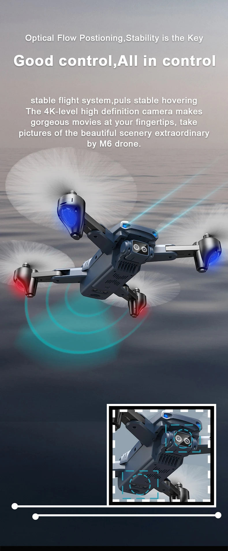 M6 Drone, m6 drone has a 4k-level high definition camera