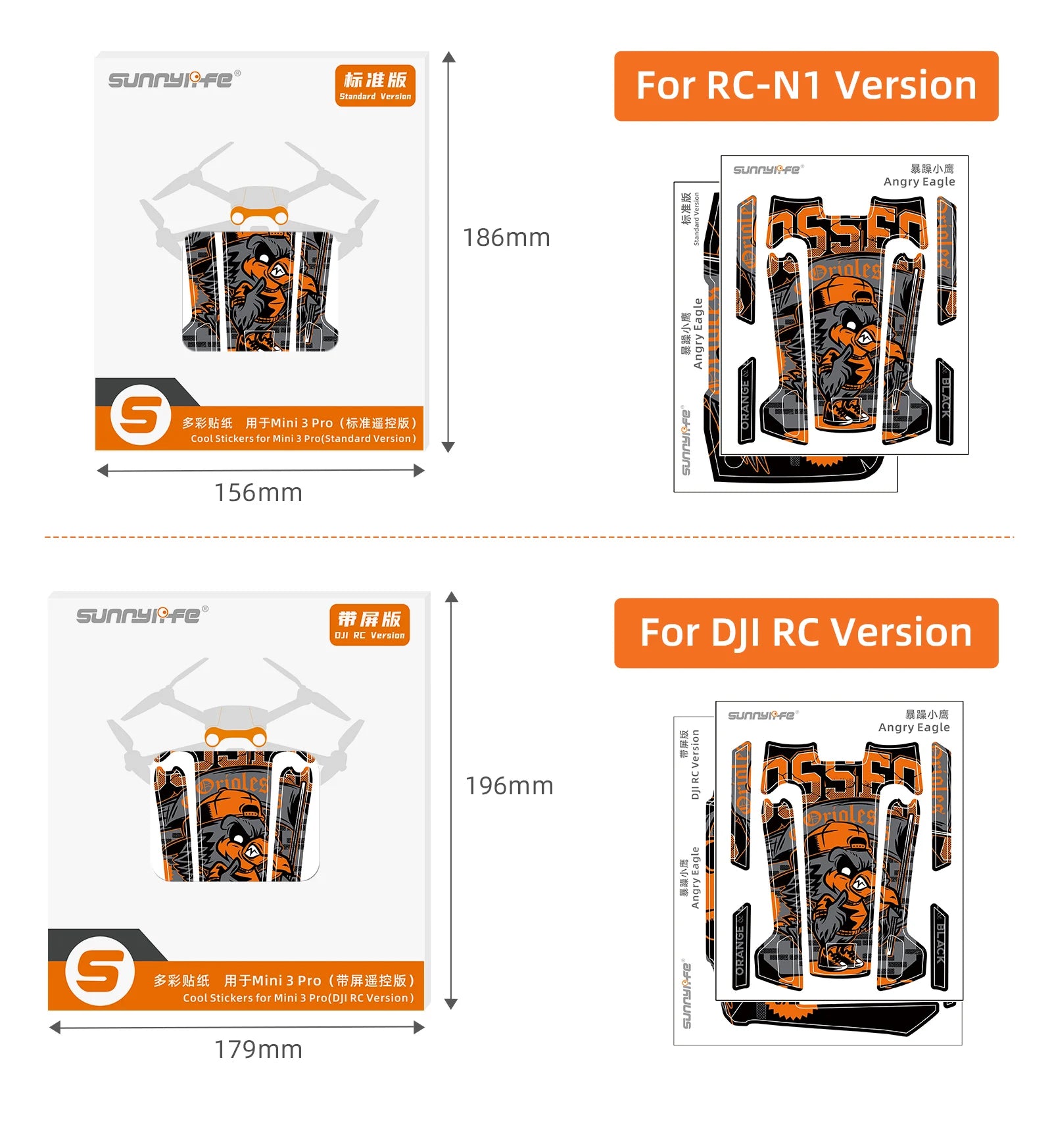 For DJI Mini 3 Pro Stickers Drone Protective Film Waterproof Remote Decals Full Cover Skin For DJI Mini 3 Pro Drone Accessories 51 these decals help showing off your unique style for Mini 3 Pro. Sticker only,