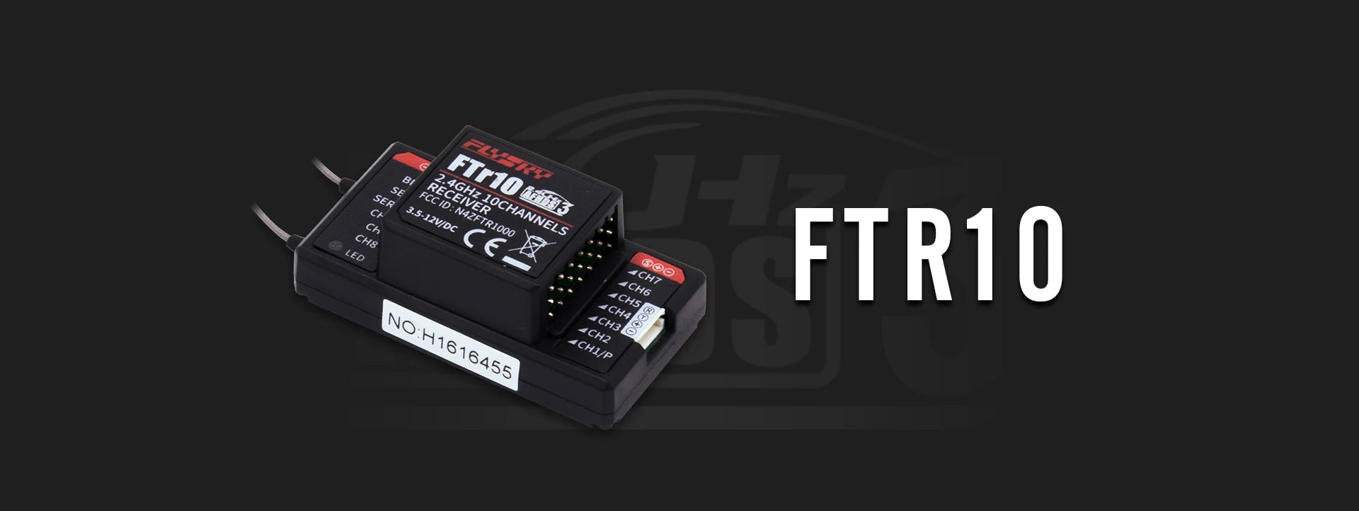 FLYSKY FTR10 2.4Ghz 10CH receiver - is suitable for PL18 NB4 FRM301 FRM302 remote control 6 FLYSKY FTR10 2.4Ghz 10CH receiver, FCC ID: JOCHANNELS SeR 3.5-12vidc NAZF