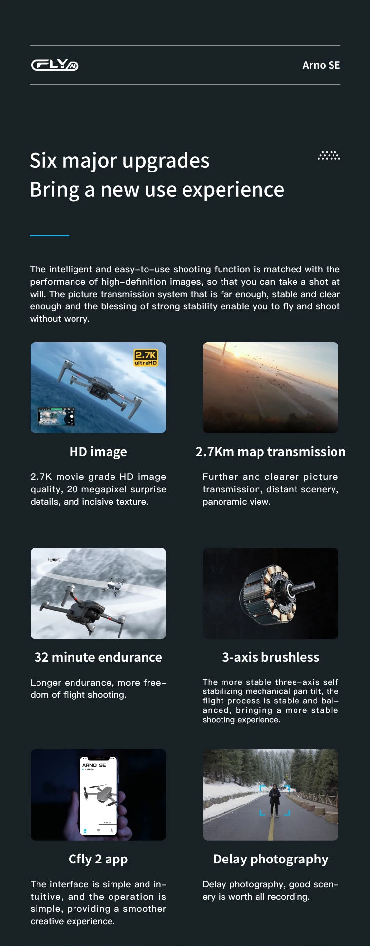 C-FLY Arno SE MAX Drone - Profesional 4K HD Camera 3-Axis Micro Gimbal 5G Wifi GPS Drone With HD Camera FPV Brushless Foldable RC Quadcopter Professional Camera Drone 25 C-FLY Arno SE MAX Drone, CLYD Arno SE Six major upgrades Bring a new use experience ARNO SE