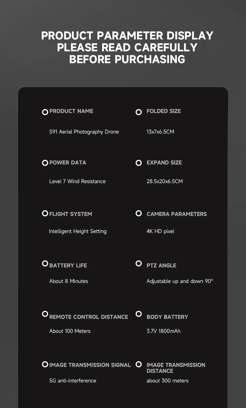 S91 Drone, aircraft-grade pa/pc material, lightweight and portable, anti