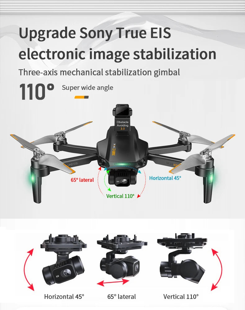 M10 Drone, Sony True EIS electronic image stabilization gimbal 1109 Super wide angle Obstaci