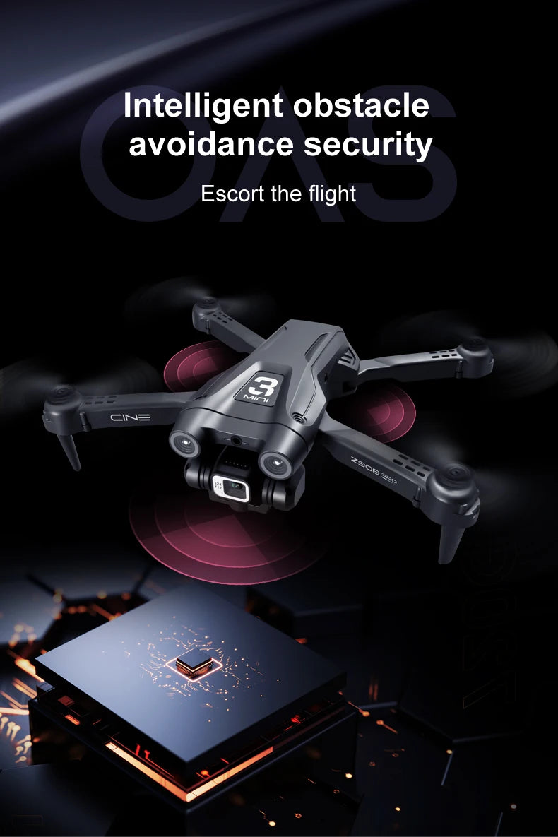 QJ Z908 Drone - Mini Dual4K ESC WIFI FPV Obstacle Avoidance Low Battery Alarm Four-Axis Folding Remote Control Helicopter Toys 26 QJ Z908 Drone, intelligent obstacle avoidance security escort the flight ci