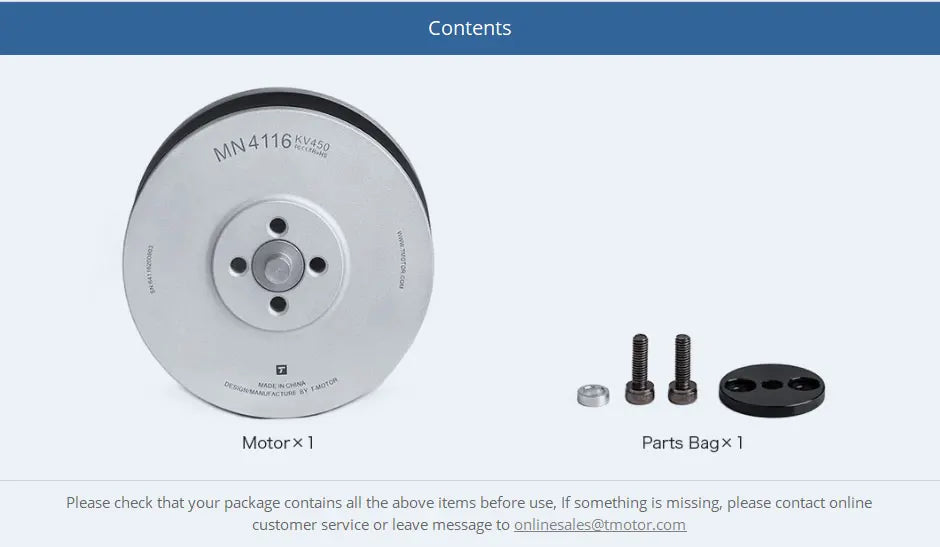 T-MOTOR, if something is missing, please contact online customer service . tAfuA