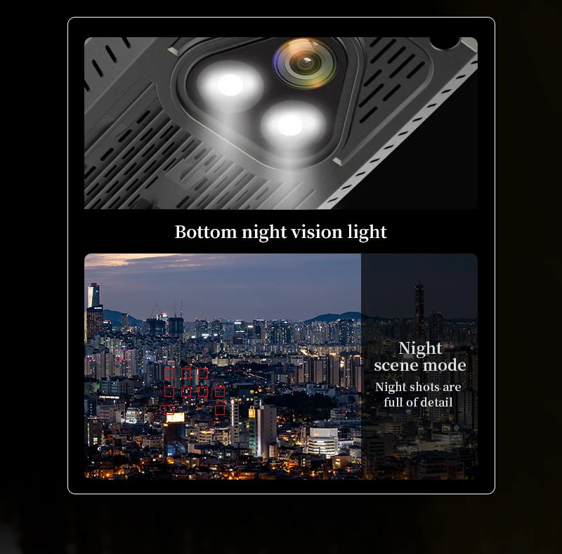 KF104 MAX2 Drone, Captures clear images in low-light conditions using night vision and specialized night shot modes.