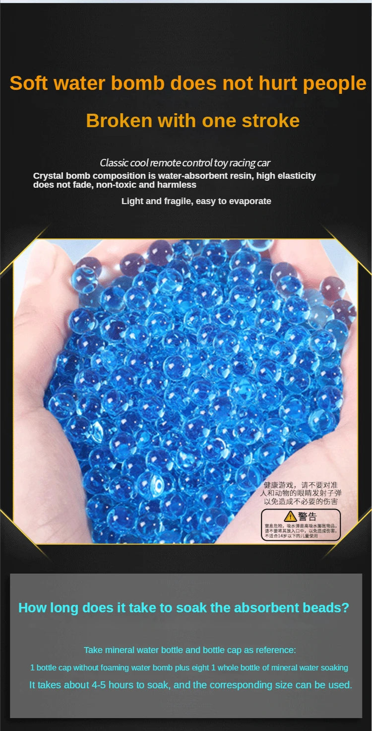 RC Car, crystal bomb composition is water absorbent resin; high elasticity does not fade, non-toxic