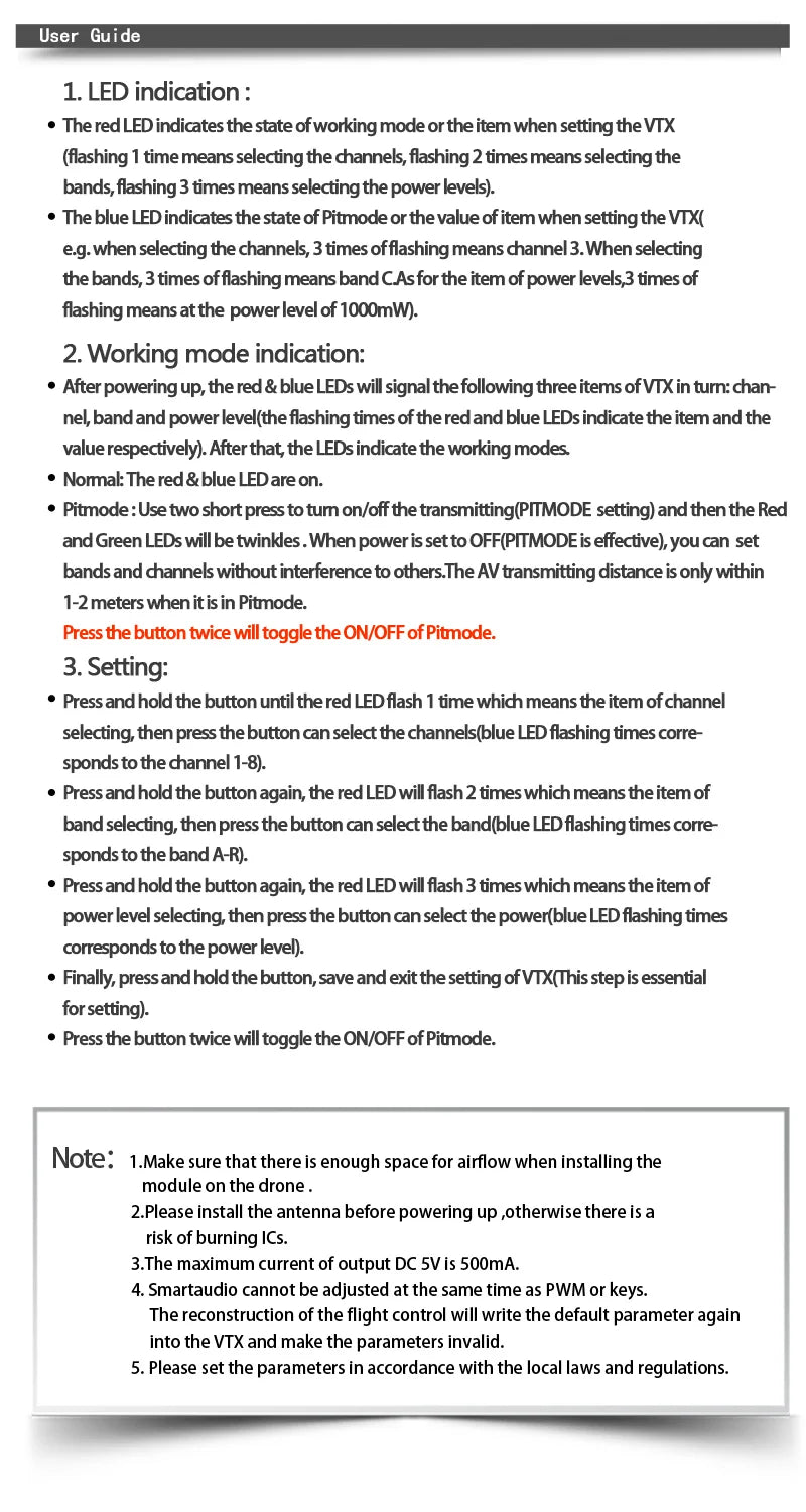 5.8Ghz 48CH 2W VTX, 5.8Ghz 48CH 2W