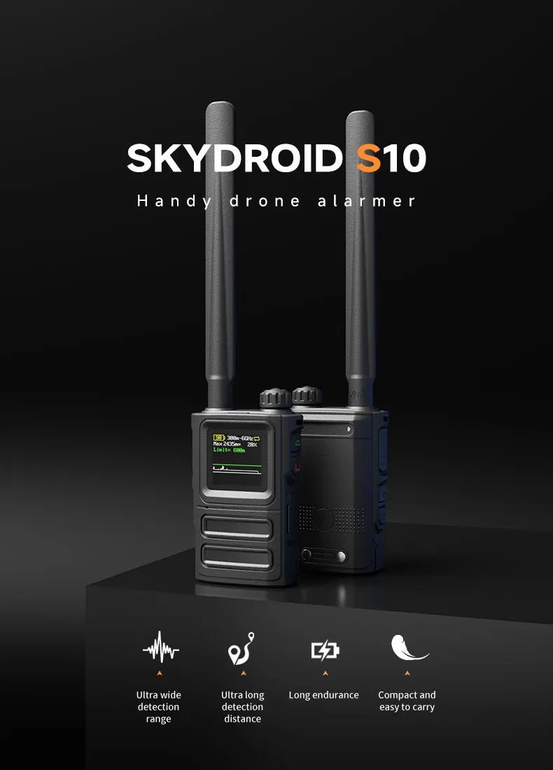 Skydroid S10 Handheld Drone Alarmer, Skydroid S10 Handheld Drone Alarm, lithium battery-powered, suitable for vehicles and remote control toys.