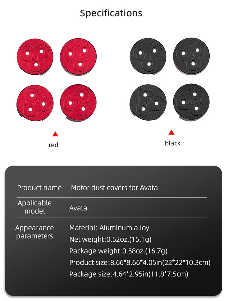 Motor Cover Cap for DJI Avata, Specifications red black Product name Motor dust covers for Avata Applicable model A