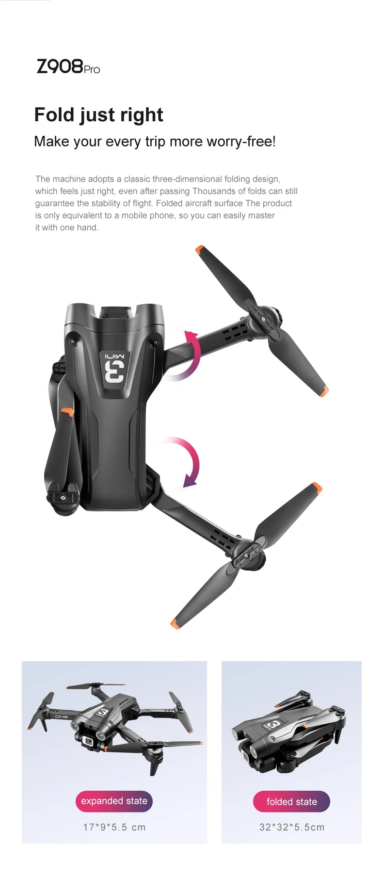 QJ Z908 Drone - Mini Dual4K ESC WIFI FPV Obstacle Avoidance Low Battery Alarm Four-Axis Folding Remote Control Helicopter Toys 29 QJ Z908 Drone, z908pro fold just right makes your every trip more worry