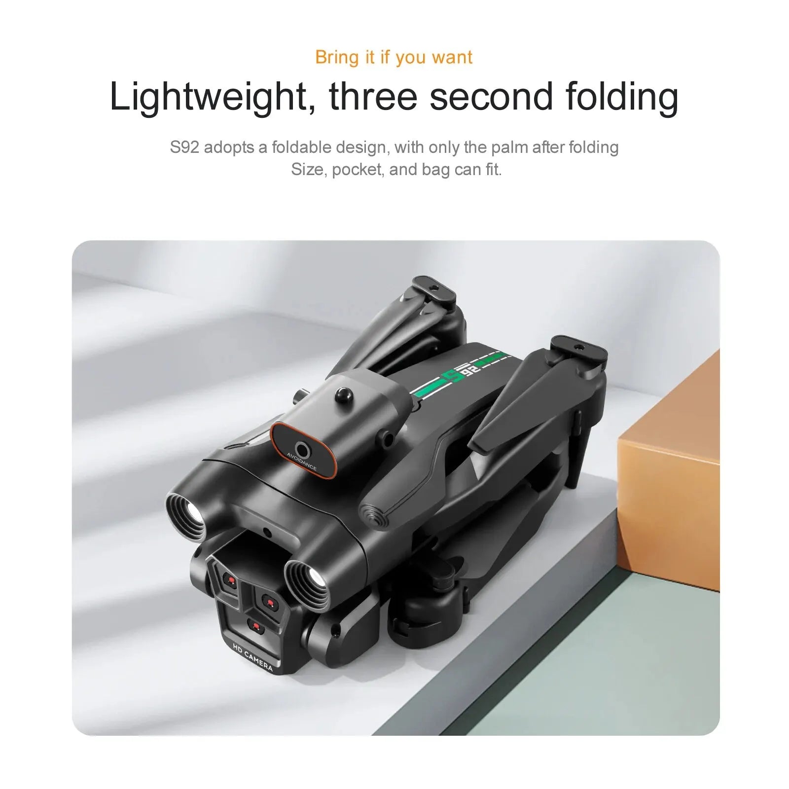 S92 Drone - HD 4K Camera Drone with High Grip, Foldable, Mini RC, WiFi, Aerial Photography, Four-wheel Vehicle, Toys, Helicopter Camera 18 S92 Drone, three second folding s92 adopts a foldable design,