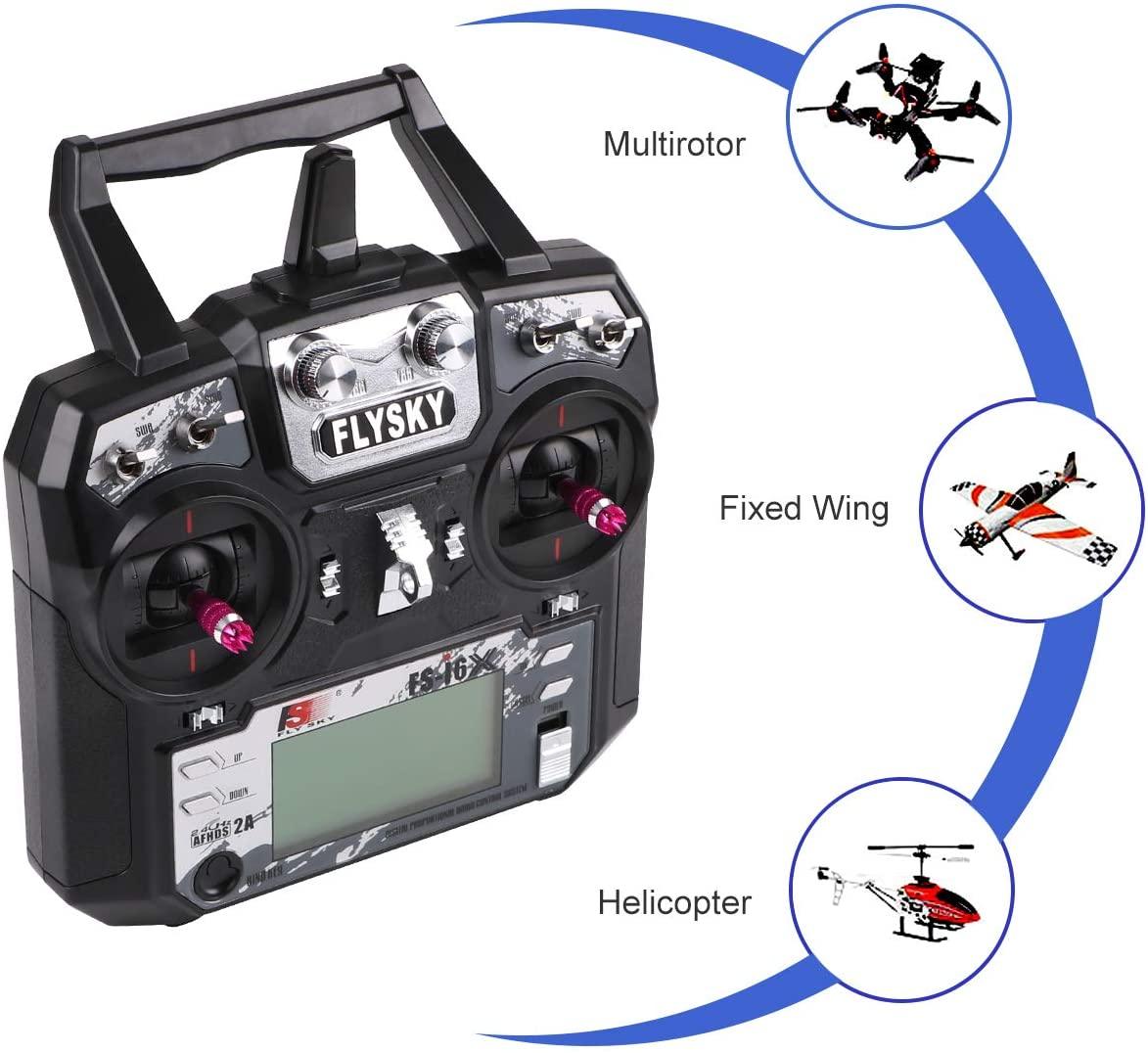 Flysky FS-i6X 10CH Radio Transmitter + Flysky ia10B Receiver 2.4GHz, AFHDS 2A for FPV Racing RC Drone Quadcopter - RCDrone