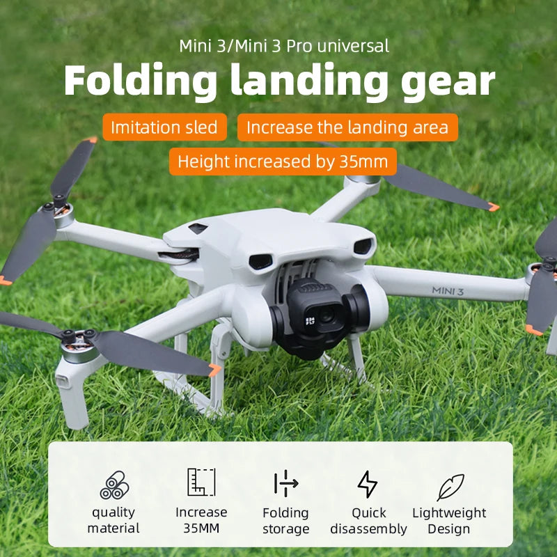 Foldable Landing Gear, Mini 3/Mini 3 Pro universal Folding landing gear Imitation sled Increase