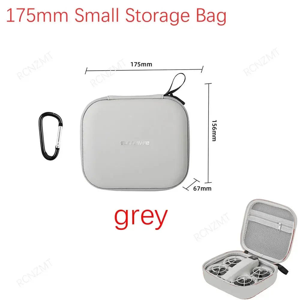 The kit includes a small storage bag for DJI NEo drone accessories.