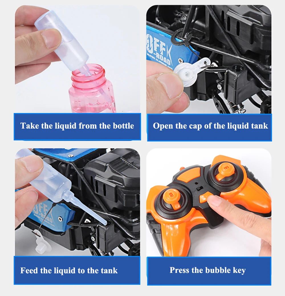 Paisible 4WD RC Car, the bubble can be paused if you click the key during the spraying