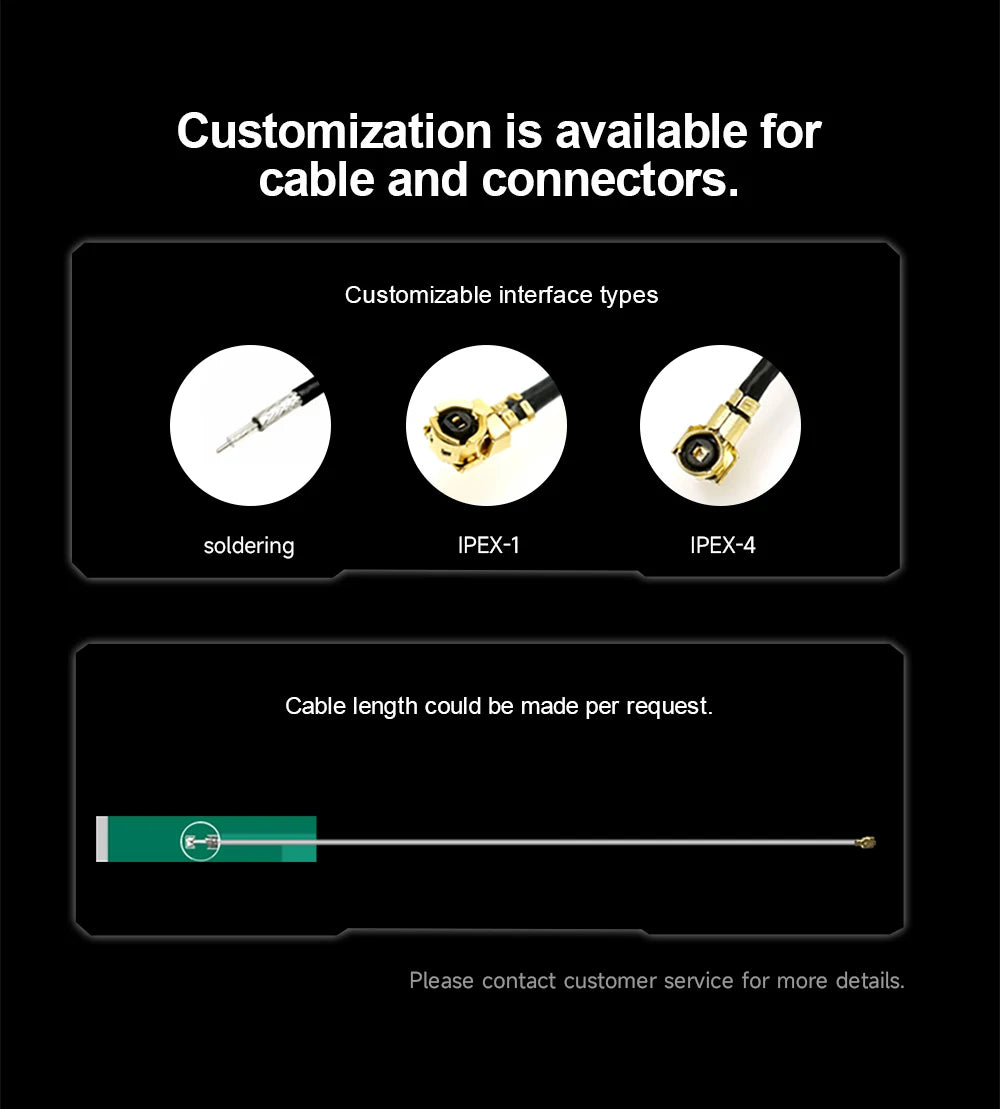 5pcs GSM 2G Internal Antenna NB IoT Antenna Narrow Band IPX IPEX Antena for DTU Wireless Module Built in Aerial TXGN-PCB-3508 18 5pcs GSM 2G Internal Antenna, Customization is available for cable and connectors . Customizable interface types solder