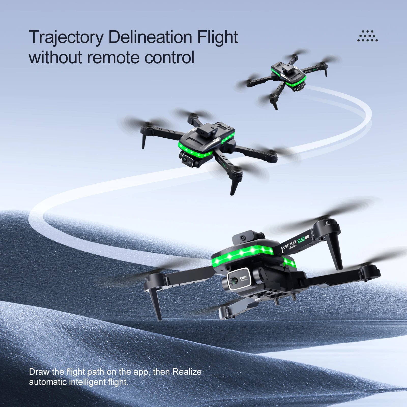 S162 Pro Drone - WIFI FPV With LED Light Bar HD 4K Beauty Shot Camera Height Hold RC Foldable Quadcopter Drones Kid Gift Toys 27 S162 Pro Drone, automatic intelligent flight: 51620 (obstacle cine) automatic flight