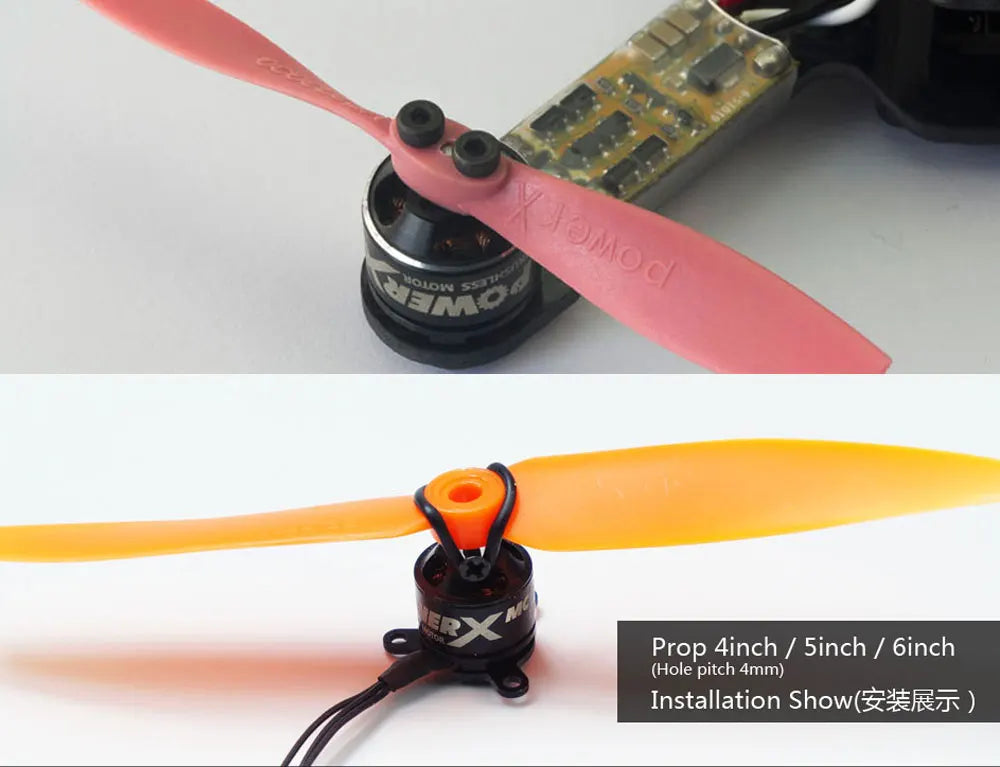 PowerX MC1106 3800KV 1S–2S Brushless Motor, PowerX MC1106 motor kit includes 5A ESC and 5030 propeller, ideal for micro RC planes.
