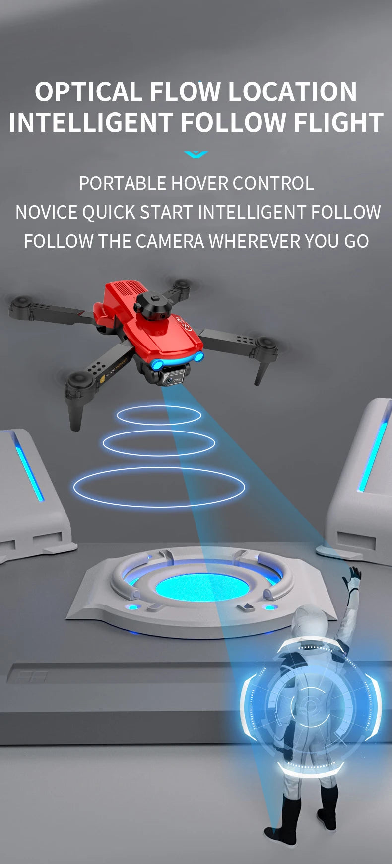 CS9 Drone, optical flow location intelligent follow flight portable hover control novice quick start intelligent follow