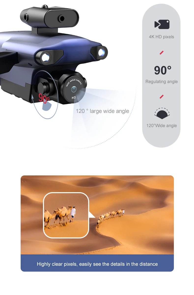 Novo 809 Drone - 4K HD camera WIFI FPV optical flow 360 degree obstacle avoidance foldable four axis RC helicopter toy 34 Novo 809 Drone, 4k hd pixels 90 0 regulating angle 120 large