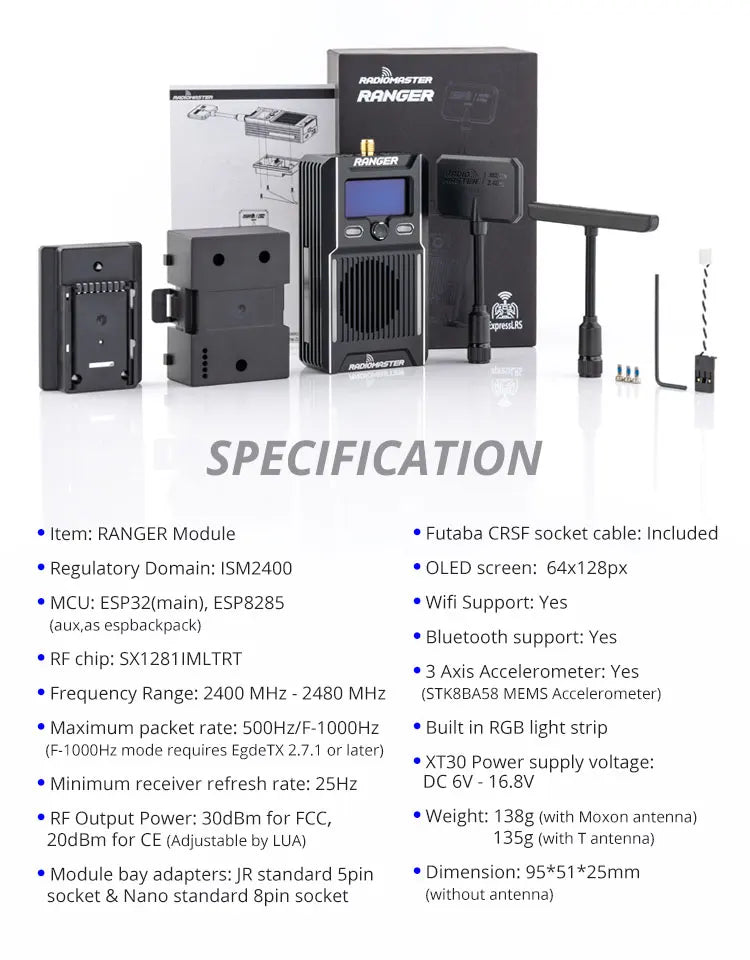 Radidhasicr RANgeR Module Futaba CRSF socket cable: