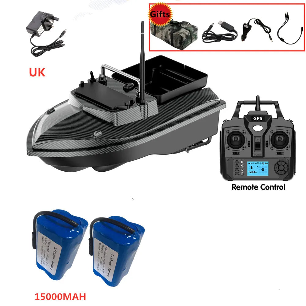 Tccicadas V060 GPS Fishing Bait Boat, 500M RC Distance, 160 Positions, 2kg Single Hopper, Auto Return, Dual Motors, CE