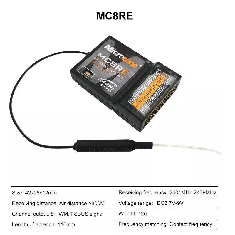 Microzone MC8B 2.4G 8CH Remote Control Transmitter &amp; MC8RE/ MC9002 Receiver Radio System For RC Aircraft Fixed-wing Helicopter - RCDrone