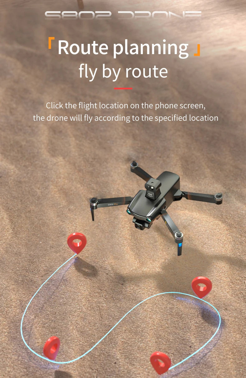 2024 New S802 GPS Drone, drone will fly according to the specified location on the phone screen .