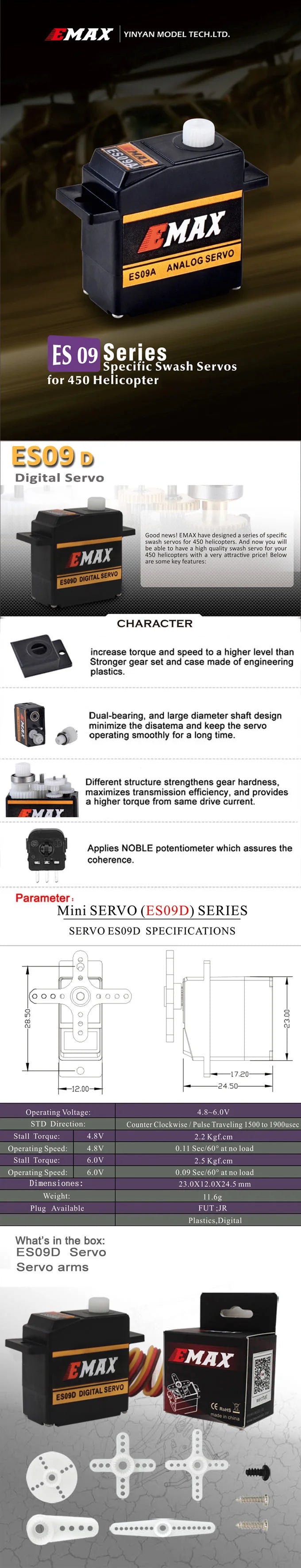 EMAX have designed series of specific swash servos for 450