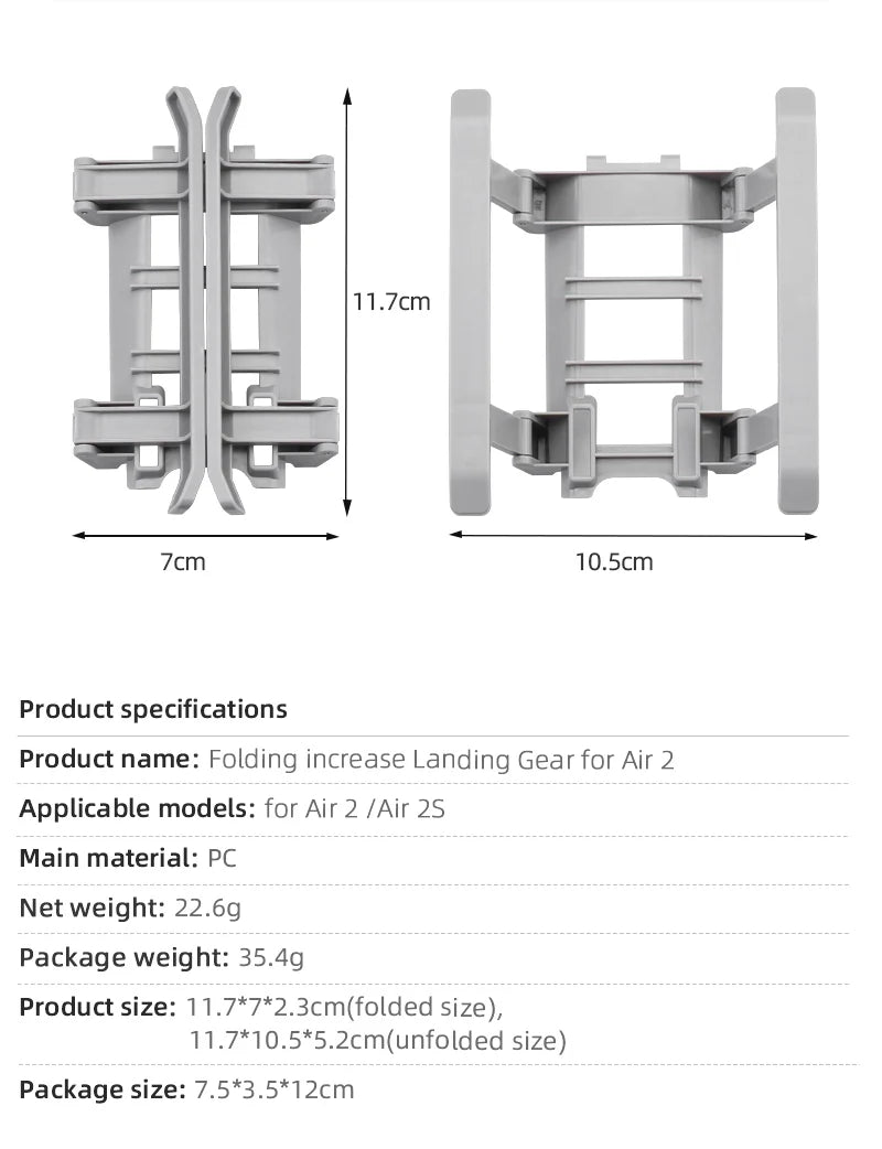 Extensions Landing Gear, 11.7cm 7cm 10.Scm Product specifications Folding increase Landing Gear