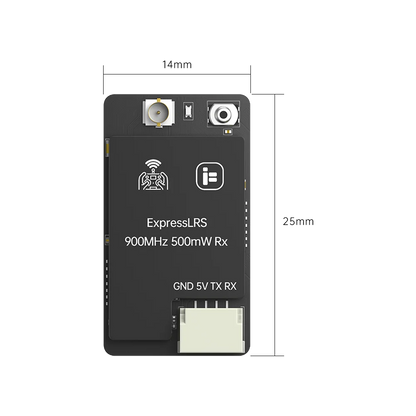 iFlight ELRS 500mW Receiver, High-frequency radio system for FPV drones with 500mW power and dual-band transmission.