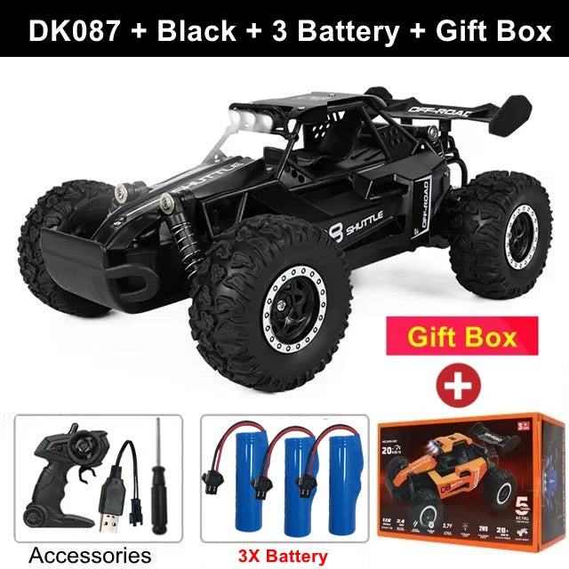 Samochód zdalnie sterowany 4WD DK087 RC Drift Racing 1:16 Off Road, stop aluminium, 2.4G, szybkie ciężarówki z LED, wspinaczka, idealny prezent dla dzieci