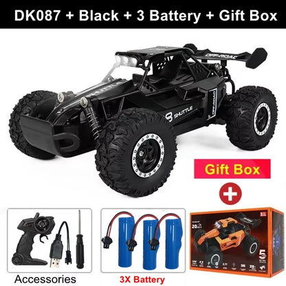 Samochód zdalnie sterowany 4WD DK087 RC Drift Racing 1:16 Off Road, stop aluminium, 2.4G, szybkie ciężarówki z LED, wspinaczka, idealny prezent dla dzieci
