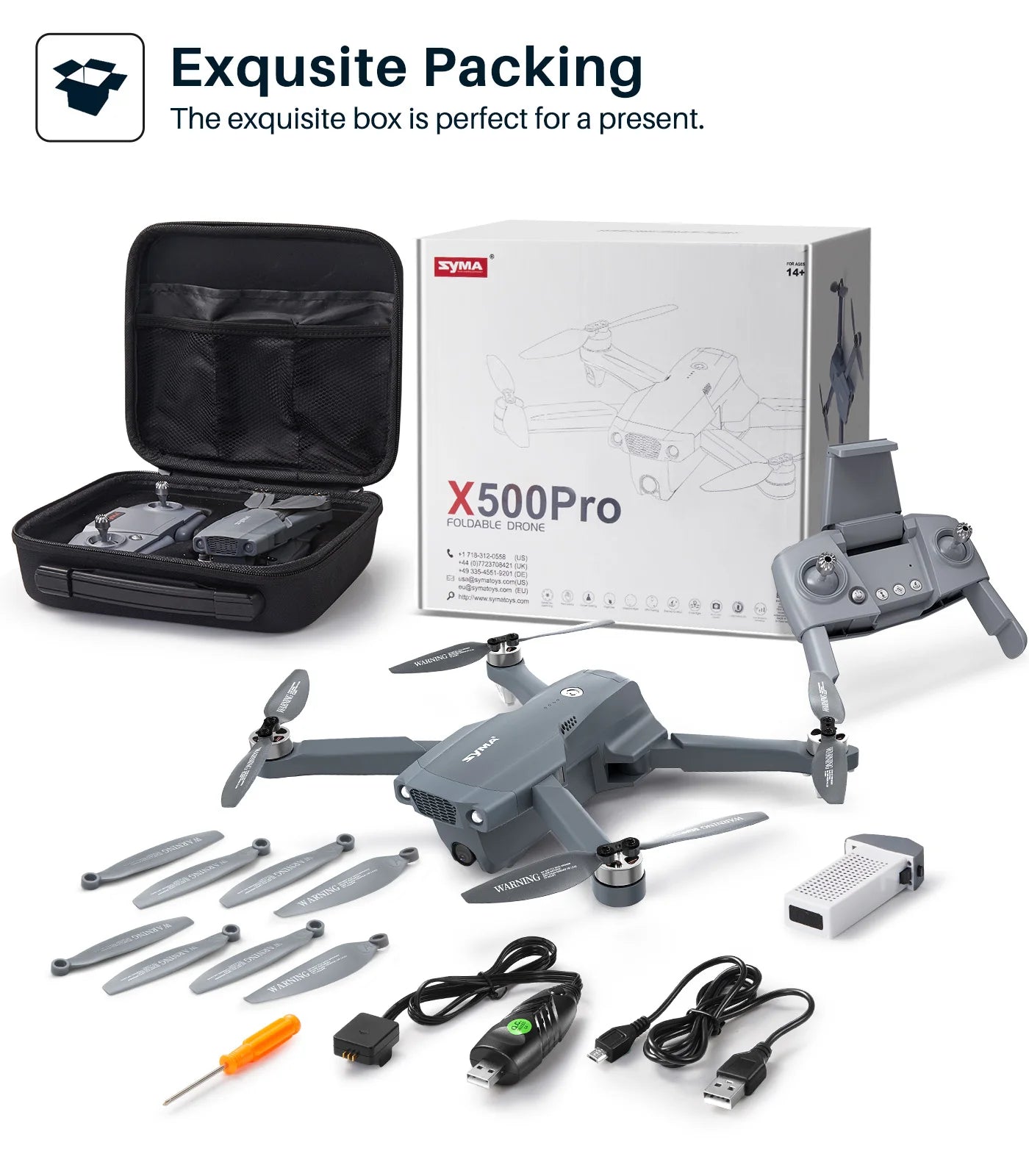 SYMA X500Pro GPS Drones - with 4K UHD Camera RC Quadcopter Brushless Motor, 5G FPV Transmission, Follow Me, Auto Return Home 16 SYMA X500Pro GPS Drone, TYMA 14+ XSOOPro FOLDABLe DRONE .