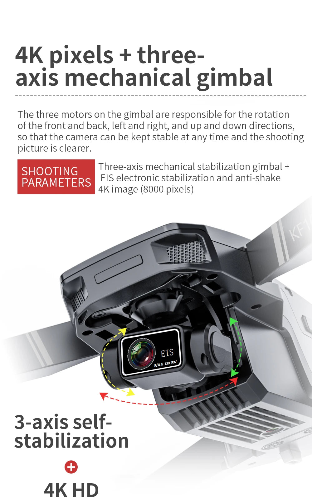 New GPS Drone 4k Profesional 8K HD Camera 3-Axis Gimbal Aerial Photography Brushless Foldable Quadcopter RC Dron Toys Gifts Professional Camera Drone 22 New GPS Drone, 3 motors on the gimbal are responsible for the rotation of the front and back