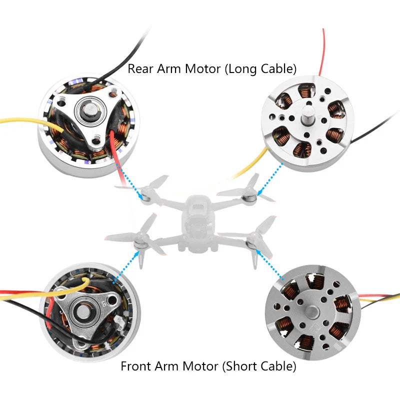 Genuine Orignal DJI FPV Motor. Front Arm Motor (Short Cable): Rear Arm (Long Cable