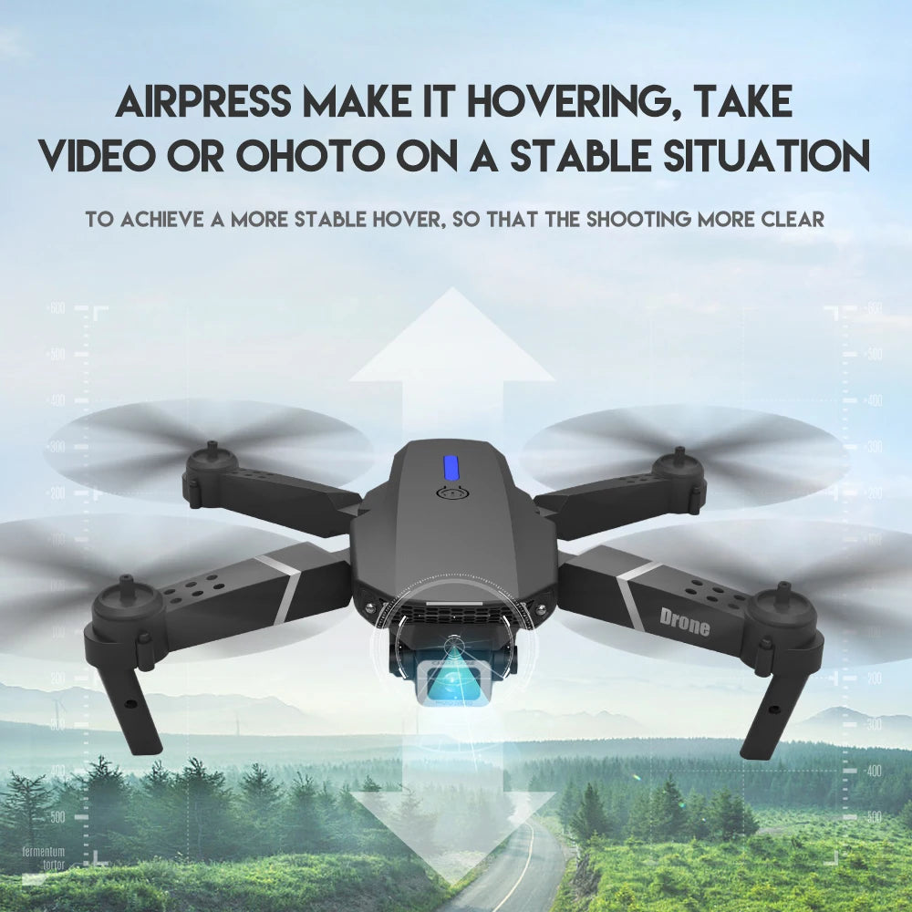E88 Pro Drone - 2023 New Drone 4K Wide Angle HD Camera Foldable RC Helicopter WIFI FPV Height Hold Gift Toy 31 E88 Pro Drone, airpress make it hovering, take video or ohoto