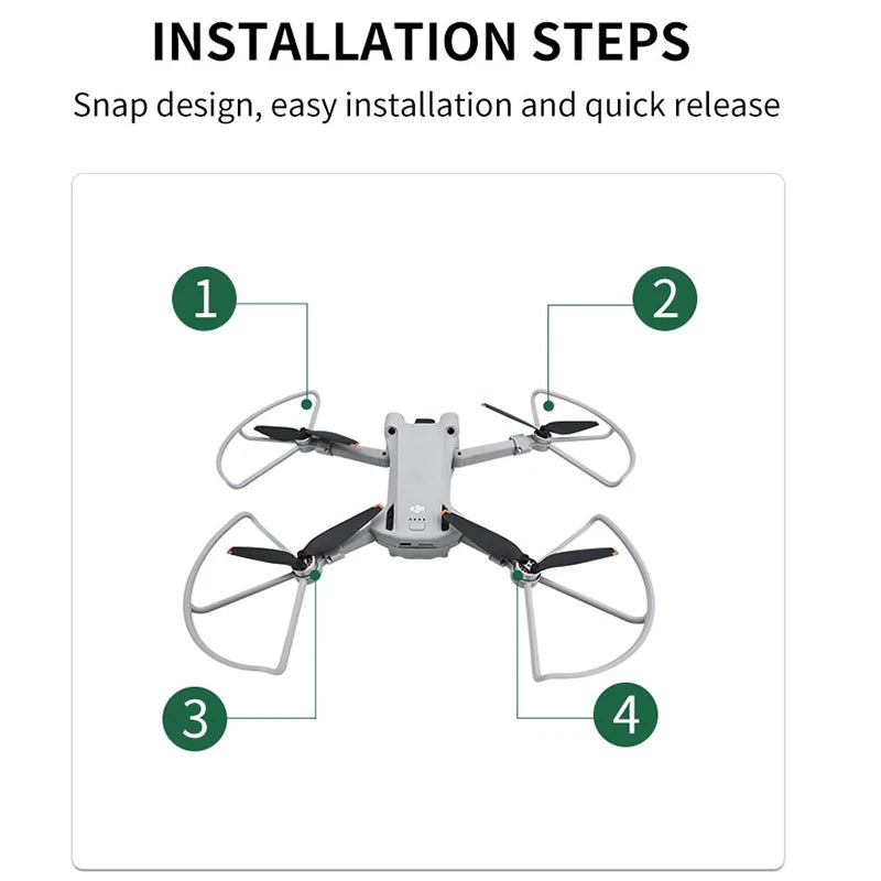 DJI MINI 3 Pro Propeller, INSTALLATION STEPS Snap design, easy installation and quick release