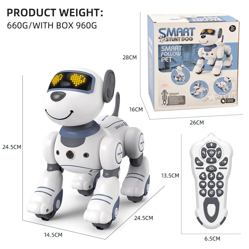 फनी आरसी रोबोट इलेक्ट्रॉनिक डॉग स्टंट डॉग - बच्चों के खिलौनों के लिए वॉयस कमांड प्रोग्रामेबल टच-सेंस म्यूजिक सॉन्ग रोबोट डॉग