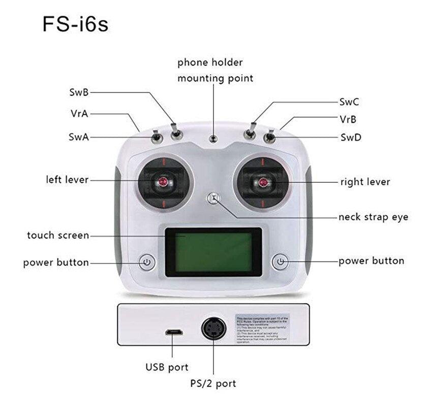 Flysky FS-I6S 10ch 2.4G AFHDS 2A RC Transmitter Control W/ FS-iA6B Receiver for RC Drone Quadcopter - RCDrone