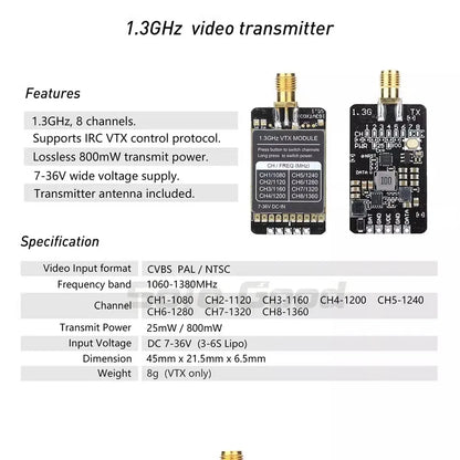 1.36Hz video transmitter Features COXJOEII (1.36 GX 1.3