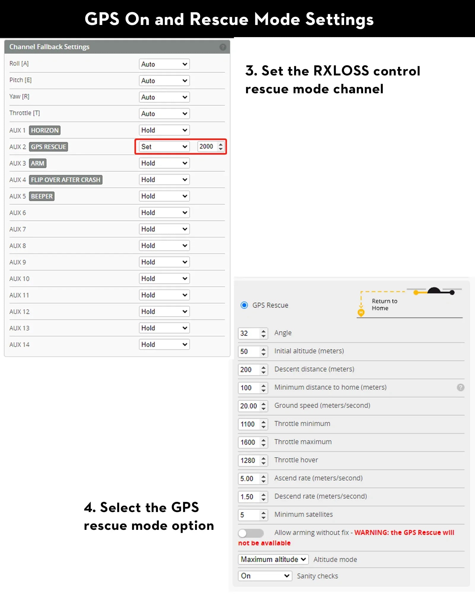 FLYWOO GOKU GM10 Mini V3 GPS, the GPS Rescue wIII not be avallable Maximum altitude (meters)