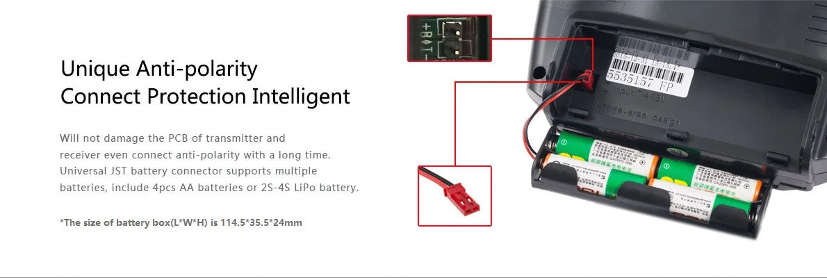 Universal JST battery connector supports multiple batteries include 4pcs AA batteries or 25-4