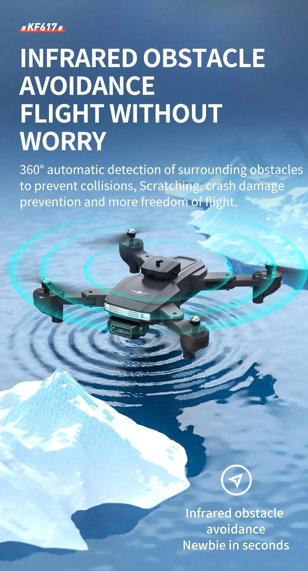 KF617 Pro Mini Drone, infrared obstacle avoidance newbie in seconds hd