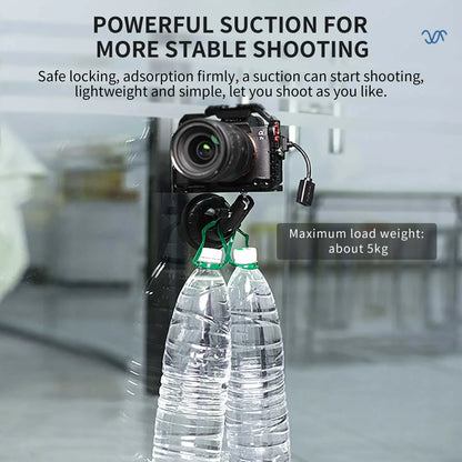 Suction mount with strong hold, supports up to 5kg, lightweight and secure for stable shooting.