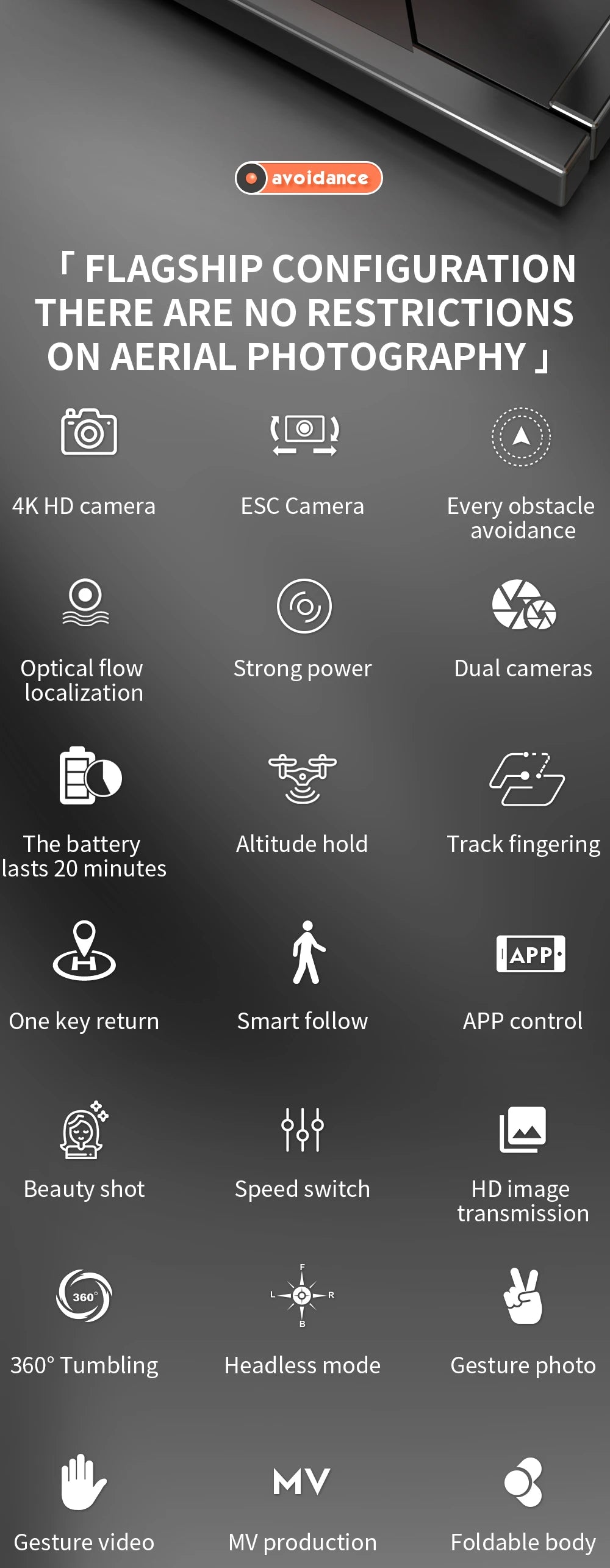 XS011 Drone - 4K RC Profesional HD Camera with Obstacle Avoidance Brushless Foldable Quadcopter Remote Helicopter Kids Toys 24 XS011 Drone, 3609 tumbling headless mode gesture photo mv gesture