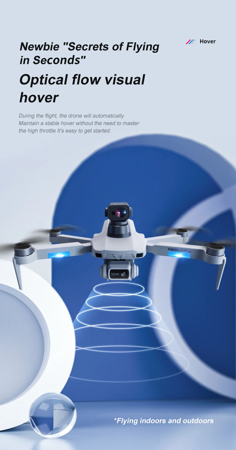 F8 GPS Drone, Optical flow visual hover During the flight; the drone will automatically Maintain a stable